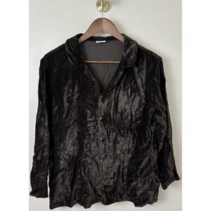 CP Shades Brown Crushed‎ Velvet Shirt Blouse Top Womens M Button Down Fairy Lux